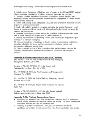 An Analysis of Hurricane Katrina Logistical Disaster Response | DOCX