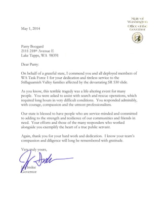 Governor Jay Inslee Letter