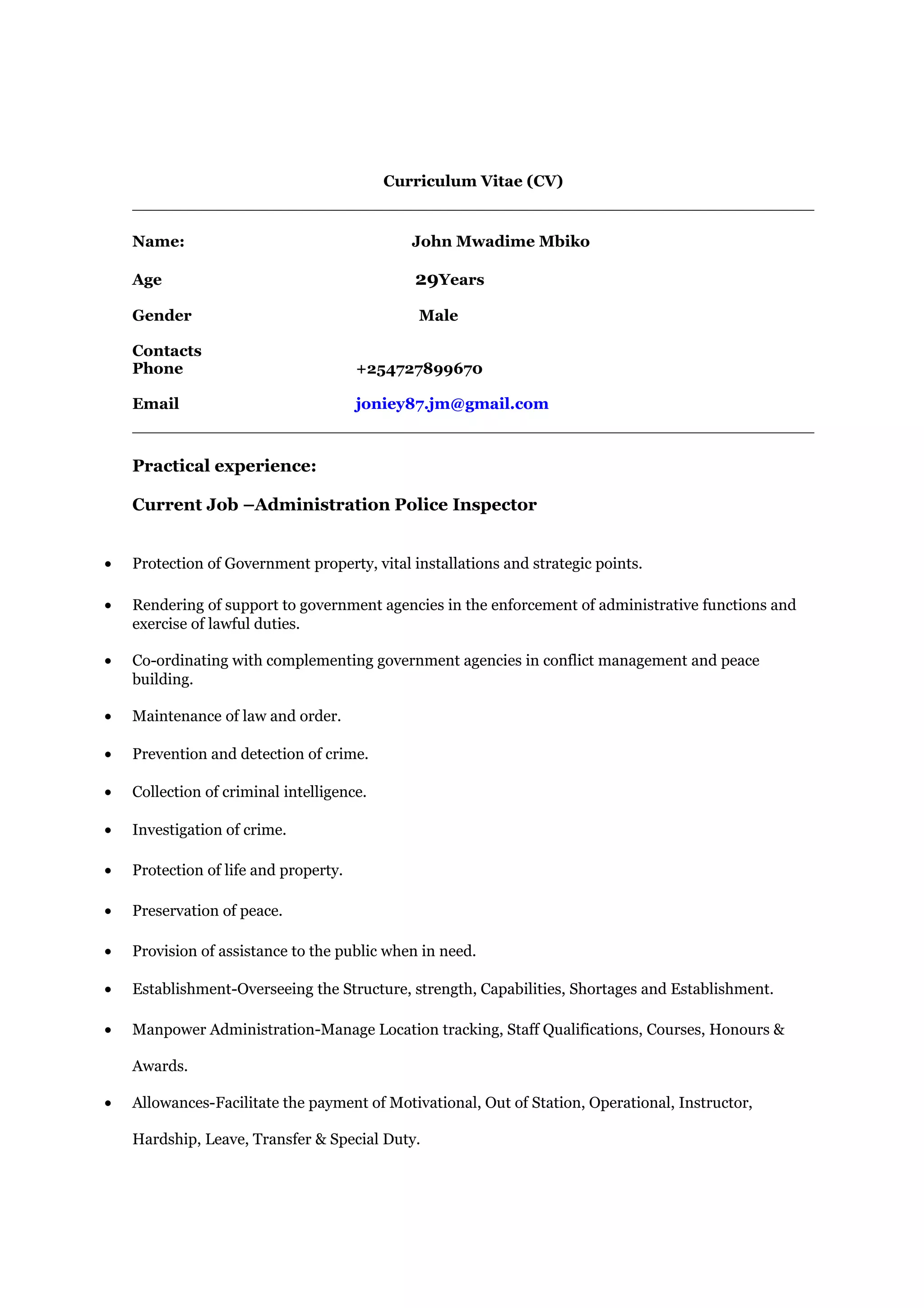 JOHN MWADIME cv | PDF