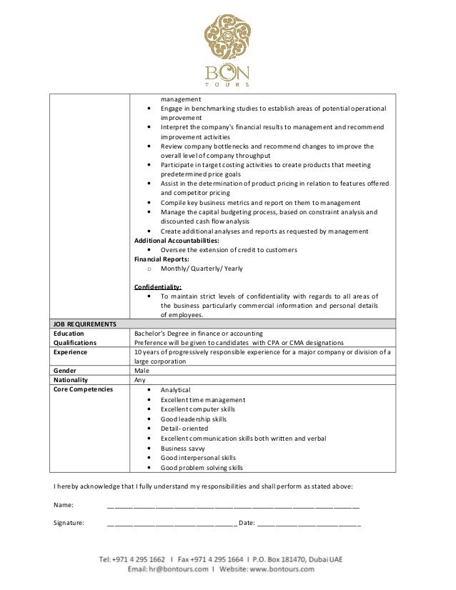 finance manager job description