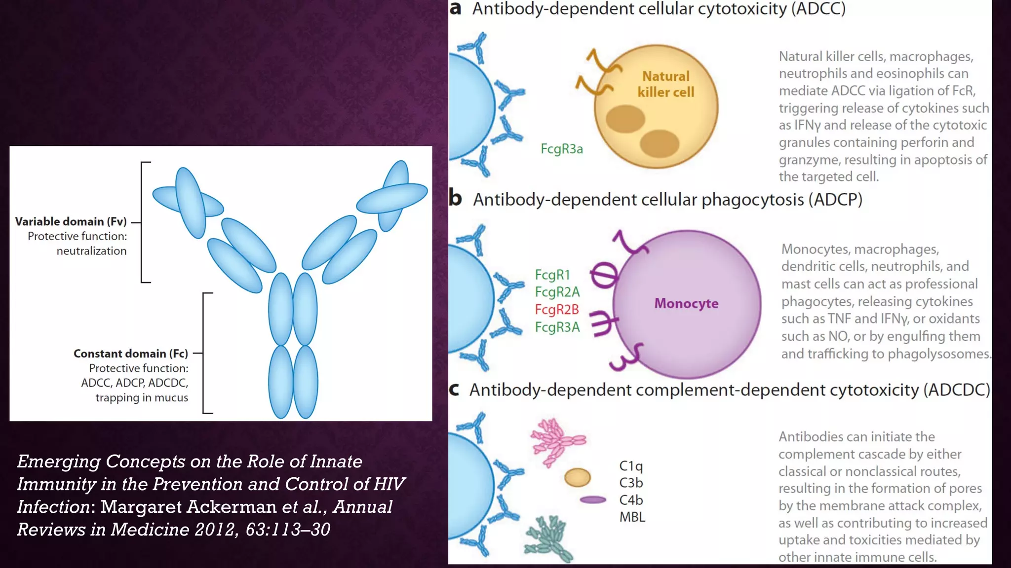 5
Emerging Concepts on the Role of Innate
Immunity in the Prevention and Control of HIV
Infection: Margaret Ackerman et al., Annual
Reviews in Medicine 2012, 63:113–30
 