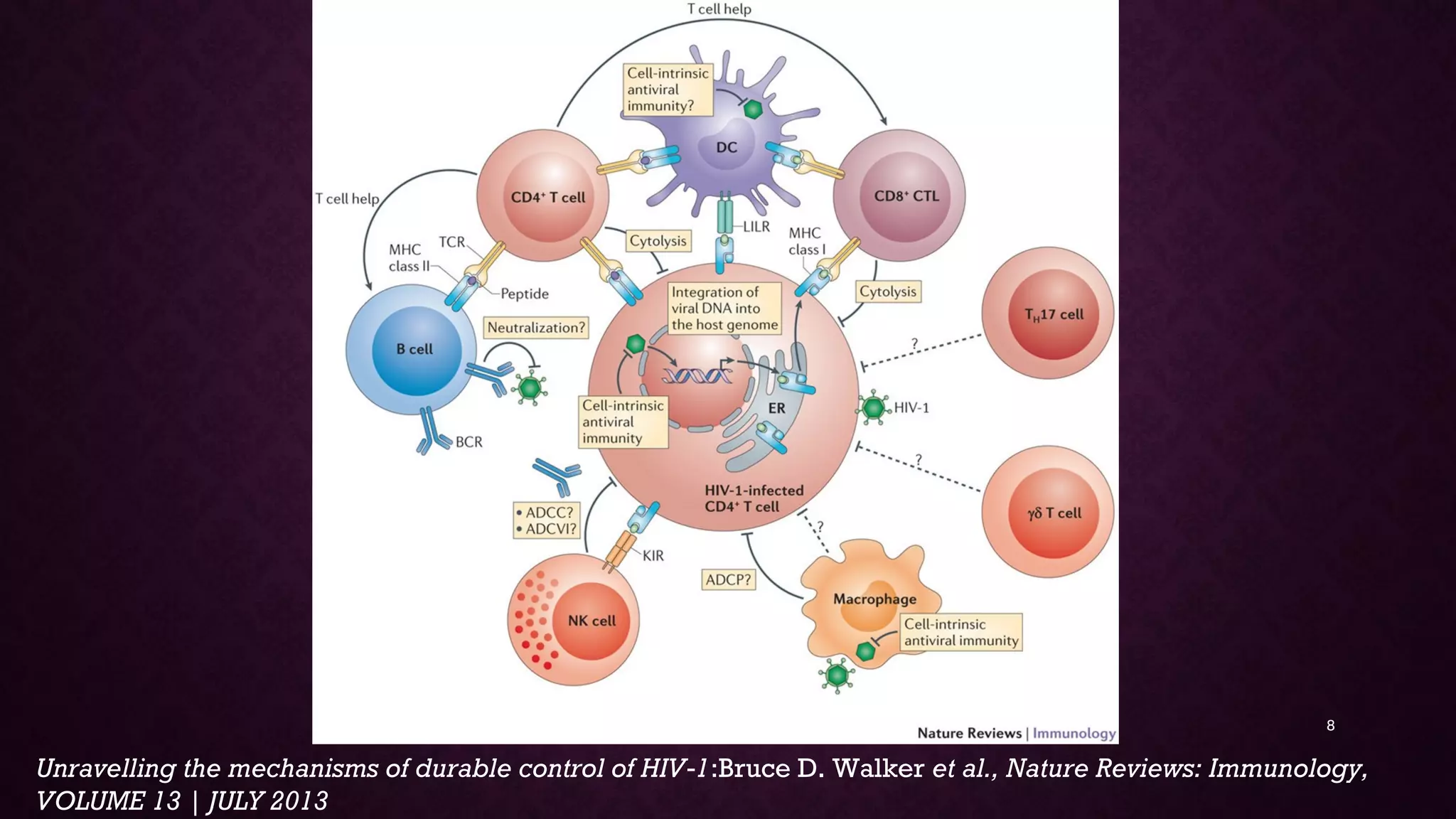 Unravelling the mechanisms of durable control of HIV 1‑ :Bruce D. Walker et al., Nature Reviews: Immunology,
VOLUME 13 | JULY 2013
8
 