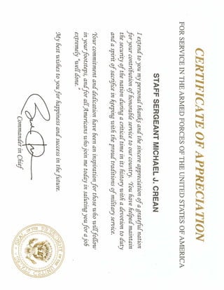 Presidintial Certificate of Appreciation