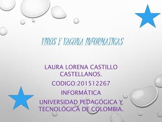 VIRUS Y VACUNA INFORMATICAS
LAURA LORENA CASTILLO
CASTELLANOS.
CODIGO:201512267
INFORMÁTICA
UNIVERSIDAD PEDAGÓGICA Y
TECNOLÓGICA DE COLOMBIA.
 