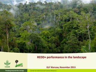 REDD+ performance in the landscape
GLF Warsaw, November 2013

 