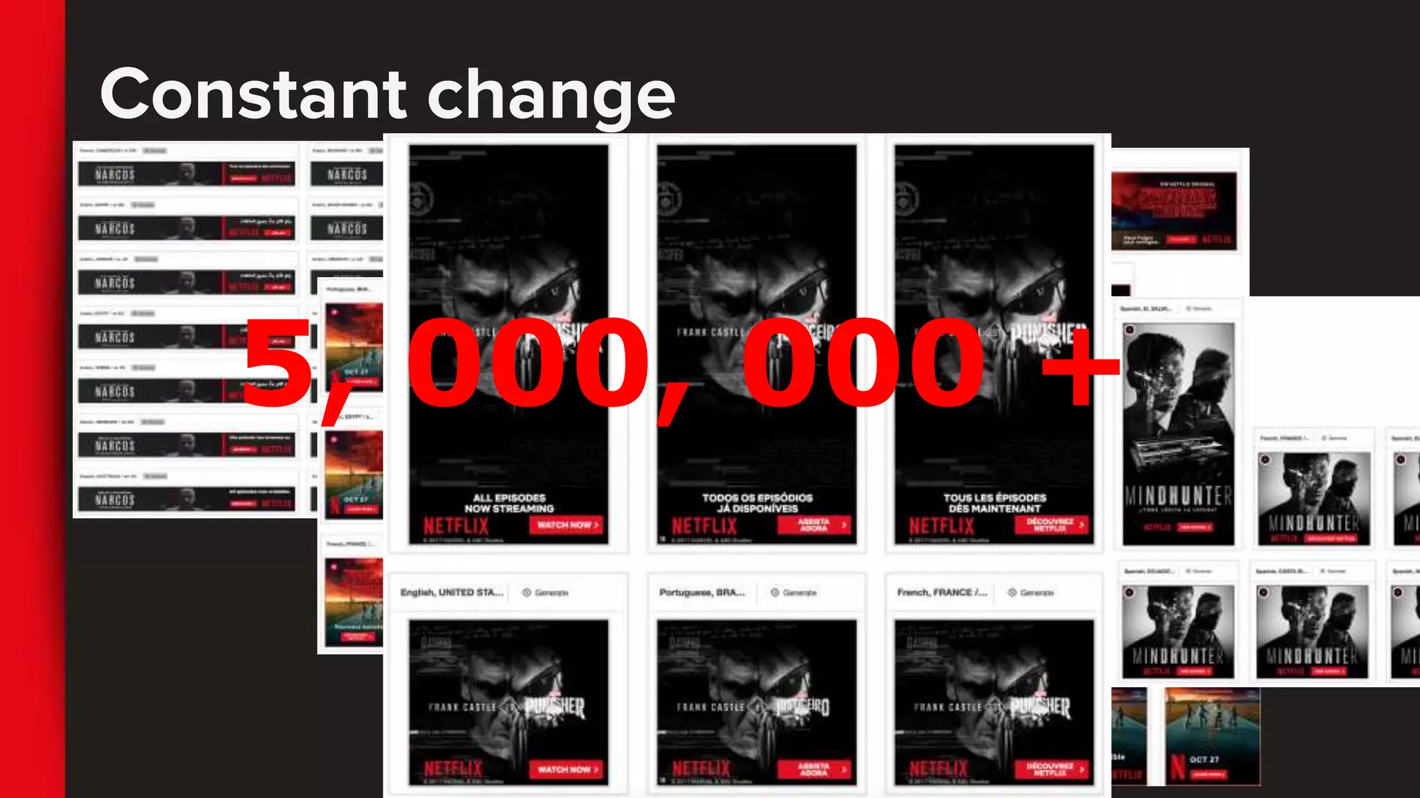 Constant change
5, 000, 000 +