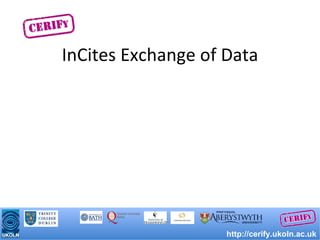 InCites Exchange of Data http://cerify.ukoln.ac.uk 
