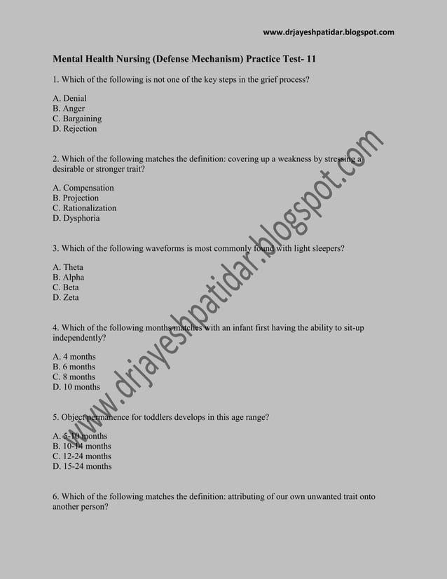Mental health nursing practice test 11