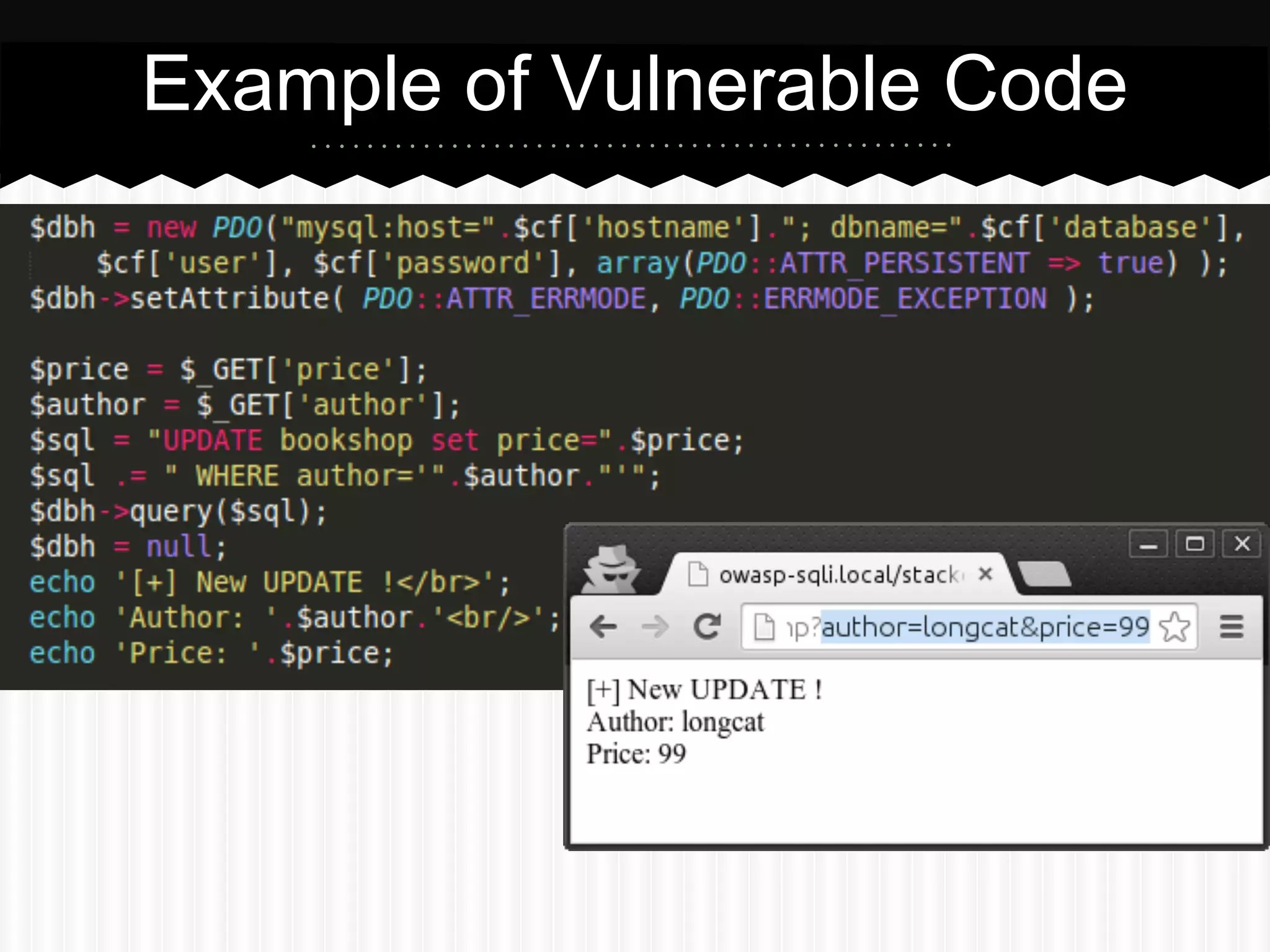 Example of Vulnerable Code 
 