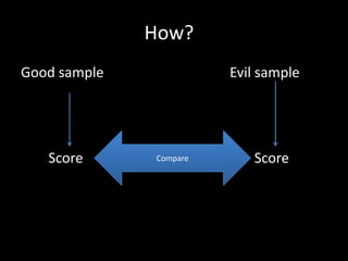 How??Good sampleEvil sampleCompareScore Score 