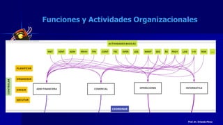 Funciones y Actividades Organizacionales
Prof. Dr. Orlando Pérez
 