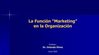 Junio 2023
La Función “Marketing”
en la Organización
Profesor:
Dr. Orlando Pérez
 