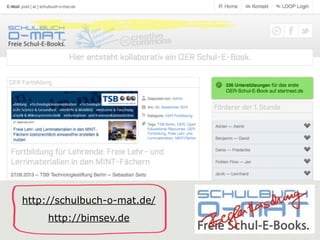 http://schulbuch-o-mat.de/ 
http://bimsev.de 
 