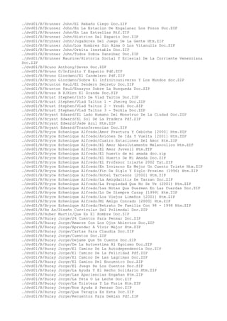 ./dvd01/B/Brunner John/El Rebaño Ciego Doc.ZIP
./dvd01/B/Brunner John/En La Estacion De Engalanar Los Pozos Doc.ZIP
./dvd01/B/Brunner John/En Las Estrellas Rtf.ZIP
./dvd01/B/Brunner John/Histrion Del Espacio Doc.ZIP
./dvd01/B/Brunner John/Jugadores Del Juego De La Gente Htm.ZIP
./dvd01/B/Brunner John/Los Hombres Sin Alma O Los Vitanulls Doc.ZIP
./dvd01/B/Brunner John/Orbita Inestable Doc.ZIP
./dvd01/B/Brunner John/Todos Sobre Zanzibar Doc.ZIP
./dvd01/B/Brunner Maurice/Historia Social Y Eclesial De La Corriente Venezolana
Doc.ZIP
./dvd01/B/Bruno Anthony/Seven Doc.ZIP
./dvd01/B/Bruno G/Infinito Y Espacio Pdf.ZIP
./dvd01/B/Bruno Giordano/El Candelero Pdf.ZIP
./dvd01/B/Bruno Giordano/Sobre El Infinitouniverso Y Los Mundos doc.ZIP
./dvd01/B/Brunton Paul/El Sendero Secreto Doc.ZIP
./dvd01/B/Brunton Paul/Ensayos Sobre La Busqueda Doc.ZIP
./dvd01/B/Bruss B R/Kirn El Grande Doc.ZIP
./dvd01/B/Brust Stephen/Info De Vlad Taltos Doc.ZIP
./dvd01/B/Brust Stephen/Vlad Taltos 1 - Jhereg Doc.ZIP
./dvd01/B/Brust Stephen/Vlad Taltos 2 - Yendi Doc.ZIP
./dvd01/B/Brust Stephen/Vlad Taltos 3 - Teckla Doc.ZIP
./dvd01/B/Bryant Edward/El Lado Humano Del Monstruo De La Ciudad Doc.ZIP
./dvd01/B/Bryant Edward/El Sol De La Pradera Pdf.ZIP
./dvd01/B/Bryant Edward/Jade Azul Htm.ZIP
./dvd01/B/Bryant Edward/Transferencias Doc.ZIP
./dvd01/B/Bryce Echenique Alfredo/Amor Fractura Y Cebiche [2000] Htm.ZIP
./dvd01/B/Bryce Echenique Alfredo/Aviones De Ida Y Vuelta [2001] Htm.ZIP
./dvd01/B/Bryce Echenique Alfredo/Cuatro Estaciones Del Amor Htm.ZIP
./dvd01/B/Bryce Echenique Alfredo/El Amor Absolutamente Melancolico Htm.ZIP
./dvd01/B/Bryce Echenique Alfredo/El Amor Juvenil Htm.ZIP
./dvd01/B/Bryce Echenique Alfredo/El huerto de mi amada doc.zip
./dvd01/B/Bryce Echenique Alfredo/El Huerto De Mi Amada Doc.ZIP
./dvd01/B/Bryce Echenique Alfredo/El Profesor Iriarte 2002 Txt.ZIP
./dvd01/B/Bryce Echenique Alfredo/En Invierno Es Mejor Un Cuento Triste Htm.ZIP
./dvd01/B/Bryce Echenique Alfredo/Fin De Siglo Y Siglo Proximo (1996) Htm.ZIP
./dvd01/B/Bryce Echenique Alfredo/Hotel Tartesos [2000] Htm.ZIP
./dvd01/B/Bryce Echenique Alfredo/La Amigdalitis De Tarzan Doc.ZIP
./dvd01/B/Bryce Echenique Alfredo/La Propiedad Que No Se Ve (2001) Htm.ZIP
./dvd01/B/Bryce Echenique Alfredo/Las Notas Que Duermen En Las Cuerdas Doc.ZIP
./dvd01/B/Bryce Echenique Alfredo/Lo De Siempre Caray [1999] Htm.ZIP
./dvd01/B/Bryce Echenique Alfredo/Los Viejos Limeños [2001] Htm.ZIP
./dvd01/B/Bryce Echenique Alfredo/Mi Amigo Conrado [2000] Htm.ZIP
./dvd01/B/Bryce Echenique Alfredo/Retrato De Familia Con 98 - 1998 Htm.ZIP
./dvd01/B/Bs As/Diseño Curricular Del Polimodal Doc.ZIP
./dvd01/B/Buber Martin/Que Es El Hombre Doc.ZIP
./dvd01/B/Bucay Jorge/26 Cuentos Para Pensar Doc.ZIP
./dvd01/B/Bucay Jorge/Amarse Con Los Ojos Abiertos Doc.ZIP
./dvd01/B/Bucay Jorge/Aprender A Vivir Mejor Htm.ZIP
./dvd01/B/Bucay Jorge/Cartas Para Claudia Doc.ZIP
./dvd01/B/Bucay Jorge/Cuentos Doc.ZIP
./dvd01/B/Bucay Jorge/Dejame Que Te Cuente Doc.ZIP
./dvd01/B/Bucay Jorge/De La Autoestima Al Egoismo Doc.ZIP
./dvd01/B/Bucay Jorge/El Camino De La Autodependencia Doc.ZIP
./dvd01/B/Bucay Jorge/El Camino De La Felicidad Pdf.ZIP
./dvd01/B/Bucay Jorge/El Camino De Las Lagrimas Doc.ZIP
./dvd01/B/Bucay Jorge/El Camino Del Encuentro Doc.ZIP
./dvd01/B/Bucay Jorge/El Juego De Los Cuentos Doc.ZIP
./dvd01/B/Bucay Jorge/La Ayuda Y El Hecho Solidario Htm.ZIP
./dvd01/B/Bucay Jorge/Las Apariencias Engañan Htm.ZIP
./dvd01/B/Bucay Jorge/La Teta O La Leche Doc.ZIP
./dvd01/B/Bucay Jorge/La Tristeza Y La Furia Htm.ZIP
./dvd01/B/Bucay Jorge/Nos Ayuda A Pensar Doc.ZIP
./dvd01/B/Bucay Jorge/Que Terapia Es Esta Doc.ZIP
./dvd01/B/Bucay Jorge/Recuentos Para Demian Pdf.ZIP
 