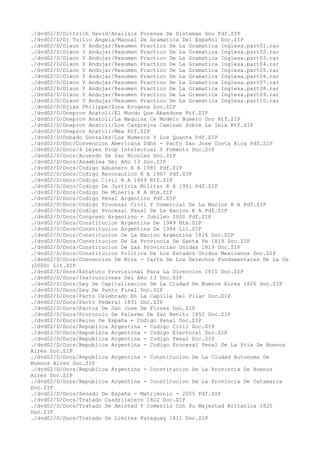 ./dvd02/D/Dittrich David/Analisis Forense De Sistemas Gnu Pdf.ZIP
./dvd02/D/Di Tullio Angela/Manual De Gramatica Del Español Doc.ZIP
./dvd02/D/Dixon Y Andujar/Resumen Practico De La Gramatica Inglesa.part01.rar
./dvd02/D/Dixon Y Andujar/Resumen Practico De La Gramatica Inglesa.part02.rar
./dvd02/D/Dixon Y Andujar/Resumen Practico De La Gramatica Inglesa.part03.rar
./dvd02/D/Dixon Y Andujar/Resumen Practico De La Gramatica Inglesa.part04.rar
./dvd02/D/Dixon Y Andujar/Resumen Practico De La Gramatica Inglesa.part05.rar
./dvd02/D/Dixon Y Andujar/Resumen Practico De La Gramatica Inglesa.part06.rar
./dvd02/D/Dixon Y Andujar/Resumen Practico De La Gramatica Inglesa.part07.rar
./dvd02/D/Dixon Y Andujar/Resumen Practico De La Gramatica Inglesa.part08.rar
./dvd02/D/Dixon Y Andujar/Resumen Practico De La Gramatica Inglesa.part09.rar
./dvd02/D/Dixon Y Andujar/Resumen Practico De La Gramatica Inglesa.part10.rar
./dvd02/D/Djian Philippe/Zona Erogena Doc.ZIP
./dvd02/D/Dneprov Anatoli/El Mundo Que Abandone Rtf.ZIP
./dvd02/D/Dneprov Anatoli/La Maquina Ce Modelo Numero Uno Rtf.ZIP
./dvd02/D/Dneprov Anatoli/Los Cangrejos Caminan Sobre La Isla Rtf.ZIP
./dvd02/D/Dneprov Anatoli/Mea Rtf.ZIP
./dvd02/D/Dobado Gonzalez/Los Numeros Y Los Quanta Pdf.ZIP
./dvd02/D/Doc/Convencion Americana Ddhh - Pacto San Jose Costa Rica Pdf.ZIP
./dvd02/D/Docs/4 Leyes Prop Intelectual Y Fomento Doc.ZIP
./dvd02/D/Docs/Acuerdo De San Nicolas Doc.ZIP
./dvd02/D/Docs/Asamblea Del Año 13 Doc.ZIP
./dvd02/D/Docs/Codigo Aduanero R A 1981 Pdf.ZIP
./dvd02/D/Docs/Codigo Aeronautico R A 1967 Pdf.ZIP
./dvd02/D/Docs/Codigo Civil R A 1869 Rtf.ZIP
./dvd02/D/Docs/Codigo De Justicia Militar R A 1951 Pdf.ZIP
./dvd02/D/Docs/Codigo De Mineria R A Htm.ZIP
./dvd02/D/Docs/Codigo Penal Argentino Pdf.ZIP
./dvd02/D/Docs/Codigo Procesal Civil Y Comercial De La Nacion R A Pdf.ZIP
./dvd02/D/Docs/Codigo Procesal Penal De La Nacion R A Pdf.ZIP
./dvd02/D/Docs/Congreso Argentino - Jubileo 2000 Pdf.ZIP
./dvd02/D/Docs/Constitucion Argentina De 1949 Htm.ZIP
./dvd02/D/Docs/Constitucion Argentina De 1994 Lit.ZIP
./dvd02/D/Docs/Constitucion De La Nacion Argentina 1826 Doc.ZIP
./dvd02/D/Docs/Constitucion De La Provincia De Santa Fe 1819 Doc.ZIP
./dvd02/D/Docs/Constitucion De Las Provincias Unidas 1819 Doc.ZIP
./dvd02/D/Docs/Constitucion Politica De Los Estados Unidos Mexicanos Doc.ZIP
./dvd02/D/Docs/Convencion De Niza - Carta De Los Derechos Fundamentales De La Ue
(2000) Lit.ZIP
./dvd02/D/Docs/Estatuto Provisional Para La Direccion 1815 Doc.ZIP
./dvd02/D/Docs/Instrucciones Del Año 13 Doc.ZIP
./dvd02/D/Docs/Ley De Capitalizacion De La Ciudad De Buenos Aires 1826 Doc.ZIP
./dvd02/D/Docs/Ley De Punto Final Doc.ZIP
./dvd02/D/Docs/Pacto Celebrado En La Capilla Del Pilar Doc.ZIP
./dvd02/D/Docs/Pacto Federal 1831 Doc.ZIP
./dvd02/D/Docs/Pactos De San Jose De Flores Doc.ZIP
./dvd02/D/Docs/Protocolo De Palermo De San Benito 1852 Doc.ZIP
./dvd02/D/Docs/Reino De España - Codigo Penal Doc.ZIP
./dvd02/D/Docs/Republica Argentina - Codigo Civil Doc.ZIP
./dvd02/D/Docs/Republica Argentina - Codigo Electoral Doc.ZIP
./dvd02/D/Docs/Republica Argentina - Codigo Penal Doc.ZIP
./dvd02/D/Docs/Republica Argentina - Codigo Procesal Penal De La Pcia De Buenos
Aires Doc.ZIP
./dvd02/D/Docs/Republica Argentina - Constitucion De La Ciudad Autonoma De
Buenos Aires Doc.ZIP
./dvd02/D/Docs/Republica Argentina - Constitucion De La Provincia De Buenos
Aires Doc.ZIP
./dvd02/D/Docs/Republica Argentina - Constitucion De La Provincia De Catamarca
Doc.ZIP
./dvd02/D/Docs/Senado De España - Matrimonio - 2005 Pdf.ZIP
./dvd02/D/Docs/Tratado Cuadrilatero 1822 Doc.ZIP
./dvd02/D/Docs/Tratado De Amistad Y Comercio Con Su Majestad Britanica 1825
Doc.ZIP
./dvd02/D/Docs/Tratado De Limites Paraguay 1811 Doc.ZIP
 
