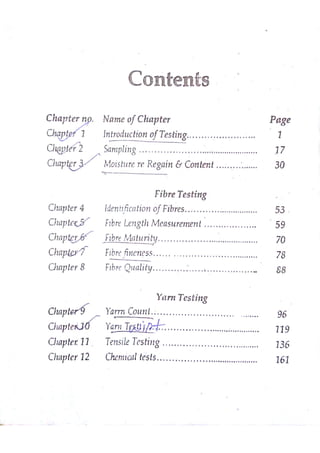 Textile Testing & Quality Control -I (notes) | PDF