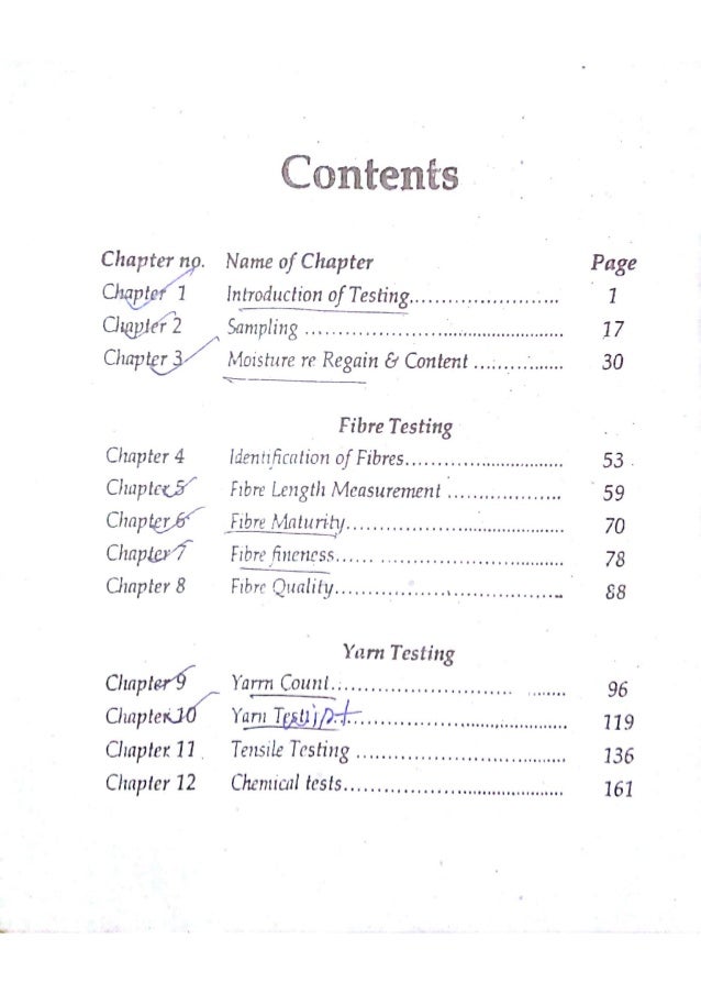 Textile Testing Quality Control I Notes