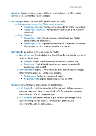 Resum sobre el text narratiu | PDF