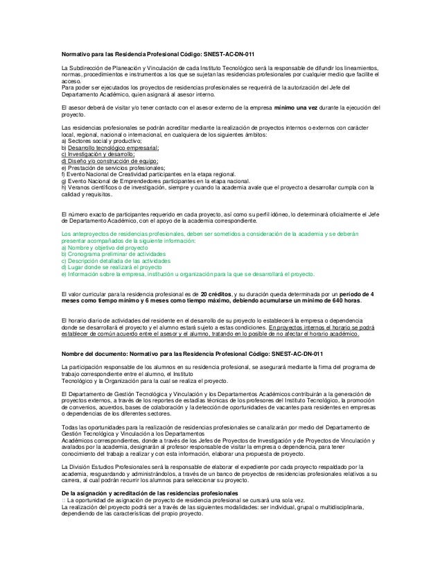 0 normativo para las residencia profesional (resumen)