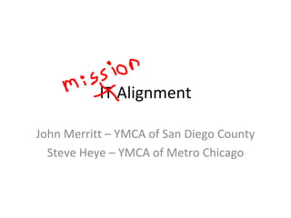 IT Alignment John Merritt – YMCA of San Diego County Steve Heye – YMCA of Metro Chicago 