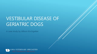VESTIBULAR DISEASE OF
GERIATRIC DOGS
A case study by Allison Kirchgatter
 