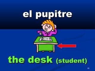 65
el pupitreel pupitre
the deskthe desk (student)(student)
 