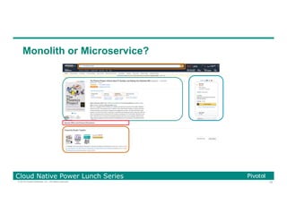 33© 2016 Pivotal Software, Inc. All rights reserved.
Cloud Native Power Lunch Series
Monolith or Microservice?
 