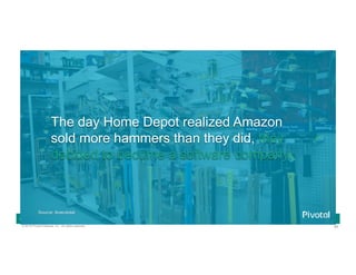 88© 2016 Pivotal Software, Inc. All rights reserved.
Cloud Native Power Lunch Series
The day Home Depot realized Amazon
sold more hammers than they did, they
decided to become a software company.
Source: Anecdotal
 