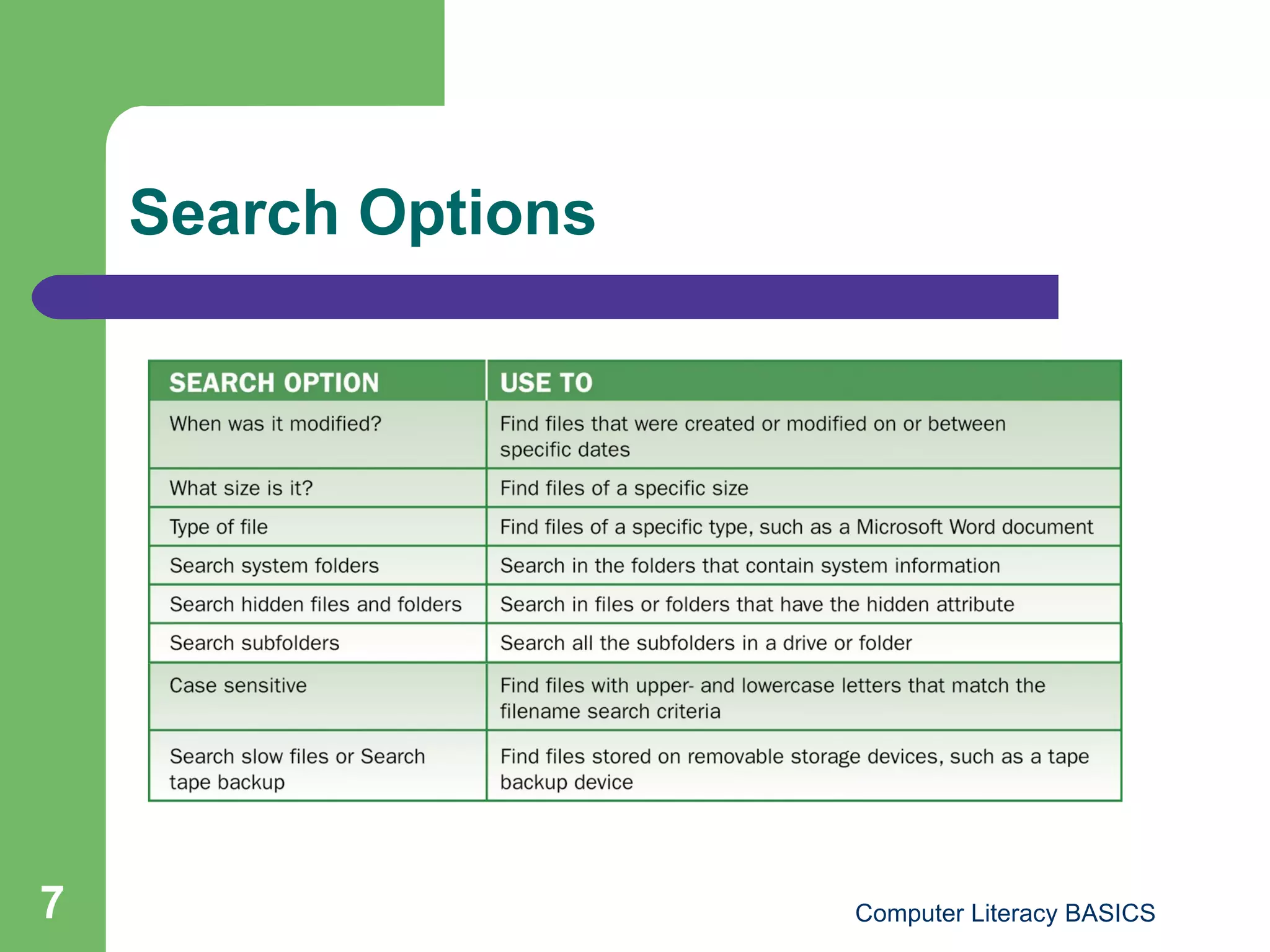 Search Options 