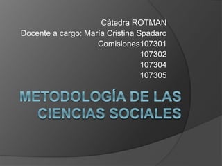 Cátedra ROTMAN
Docente a cargo: María Cristina Spadaro
Comisiones107301
107302
107304
107305
 