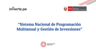 “Sistema Nacional de Programación
Multianual y Gestión de Inversiones”
 