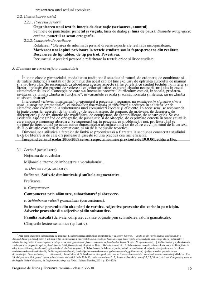 0 Programa De Limba Si Literatura Romana Cl Vviii