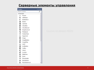 http://www.slideshare.net/IgorShkulipa 37
Серверные элементы управления
Ссылка на раздел MSDN
 