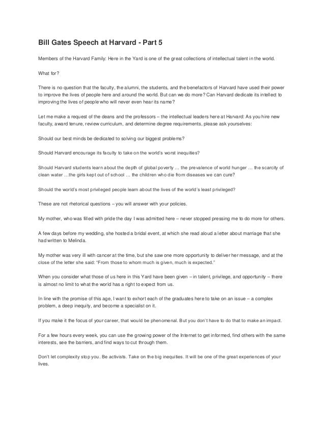 P5 Bill Gates Speech At Harvard