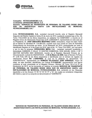 Contrato de Petrocarabobo con Operadora Mega