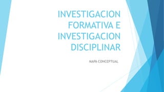 INVESTIGACION
FORMATIVA E
INVESTIGACION
DISCIPLINAR
MAPA CONCEPTUAL
 
