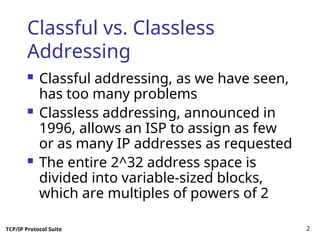 IP address Classless Addressing presentation | PPT