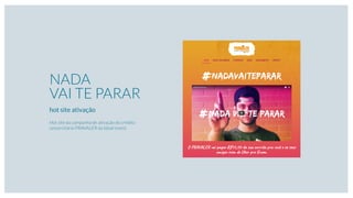 NADA
VAI TE PARAR
hot site ativação
Hot site da campanha de ativação do crédito
universitário PRAVALER da Ideal Invest.
 