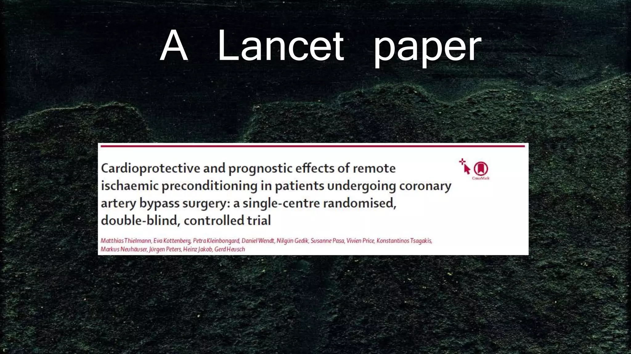 A Lancet paper
 