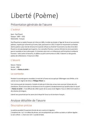 [HDA] Fiche - Liberté (Poème) | PDF