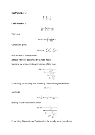 10 Comprehensive Derivations of the Madhava Series for Sine Function | DOCX