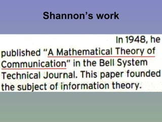 Shannon’s work 