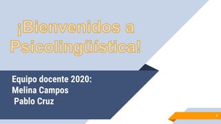 Equipo docente 2020:
Melina Campos
Pablo Cruz
1
 