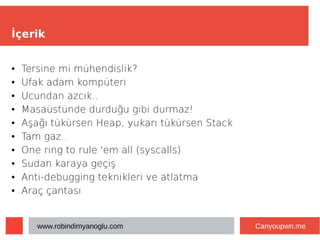 İçerik
● Tersine mi mühendislik?
● Ufak adam kompüteri
● Ucundan azcık..
● Masaüstünde durduğu gibi durmaz!
● Aşağı tükürs...