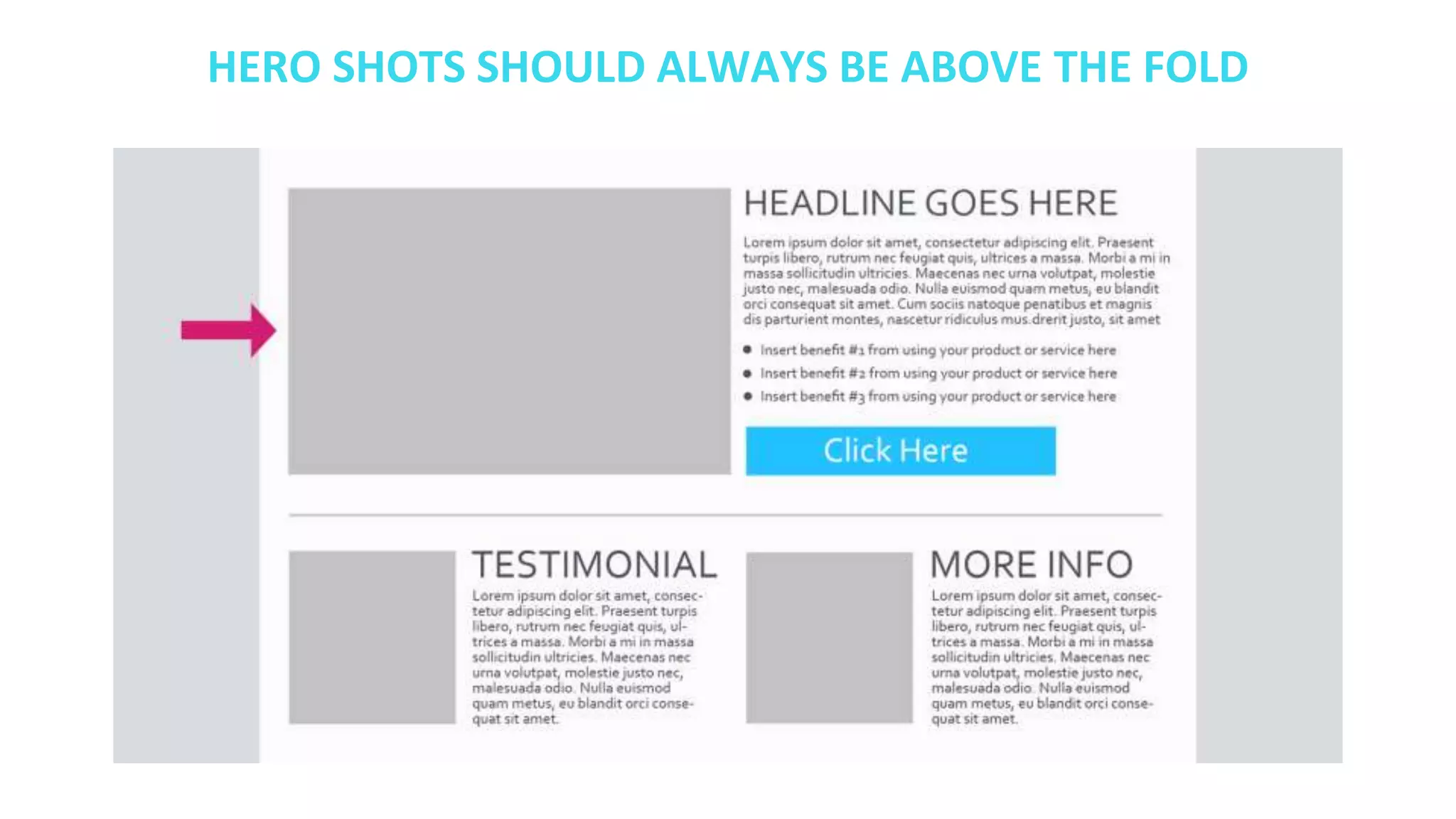 HERO SHOTS SHOULD ALWAYS BE ABOVE THE FOLD
 