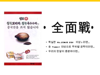 ‘ 全面戰’ 확실한  No.2(M/S 20%  이상 ) 라면… 全  Target  대상으로 무차별 공략이라면… 우리의 탄알이 충분하다면… 