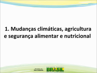 1. Mudanças climáticas, agricultura
e segurança alimentar e nutricional
 