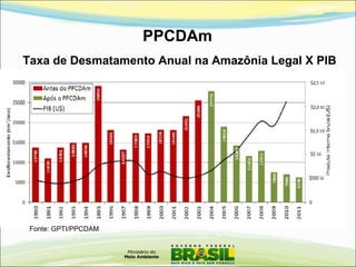 Taxa de Desmatamento Anual na Amazônia Legal X PIB
Fonte: GPTI/PPCDAM
PPCDAm
 
