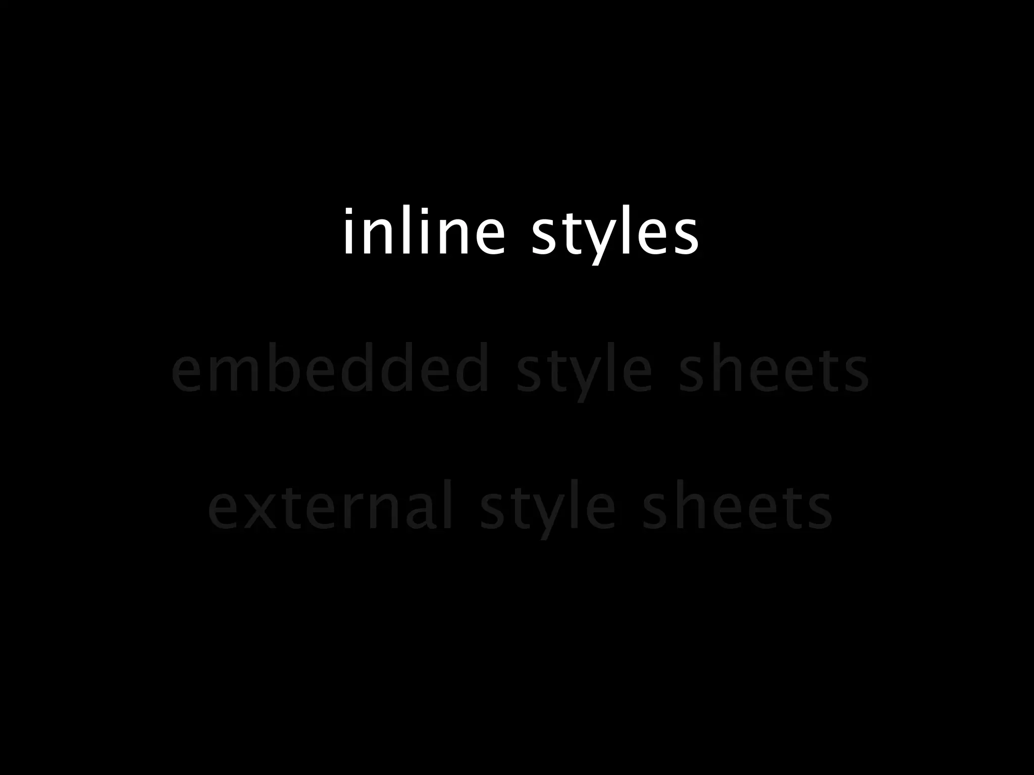 inline stylesembedded style sheetsexternal style sheets