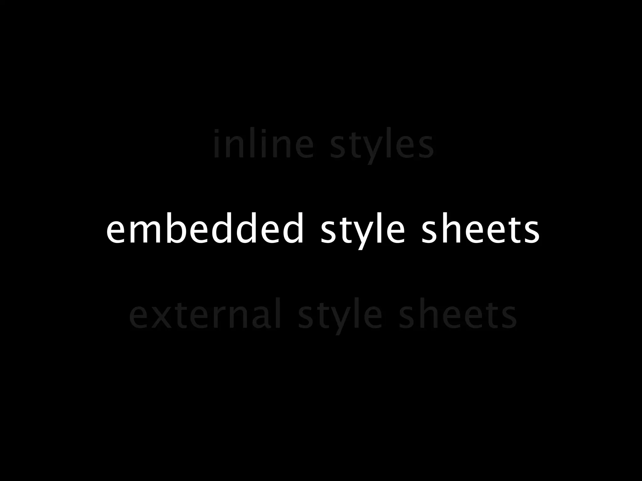 inline stylesembedded style sheetsexternal style sheets